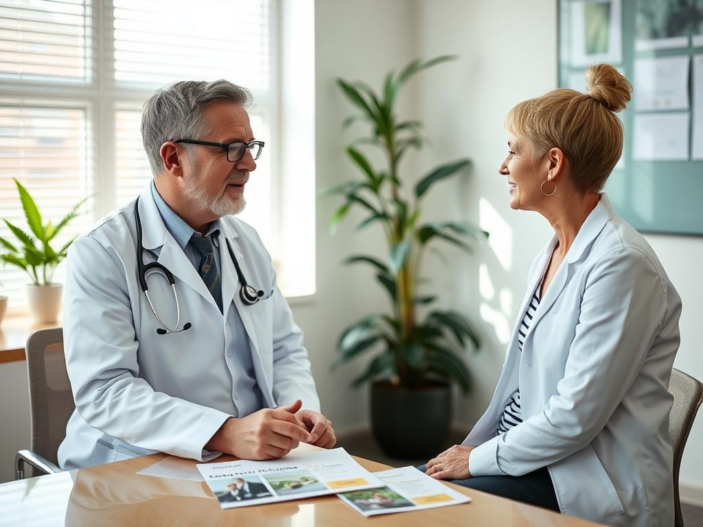 Doctor discussing medical marijuanas NSW treatment options with patient Doctor discussing medical marijuanas NSW treatment options with patient