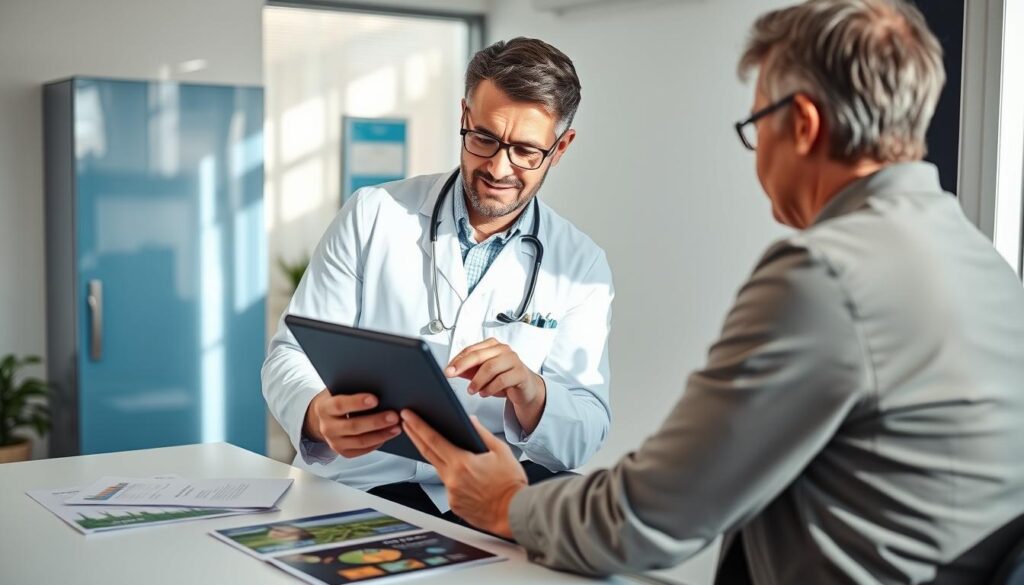 Patient discussing medical marijuanas NSW treatment plan with doctor Patient discussing medical marijuanas NSW treatment plan with doctor